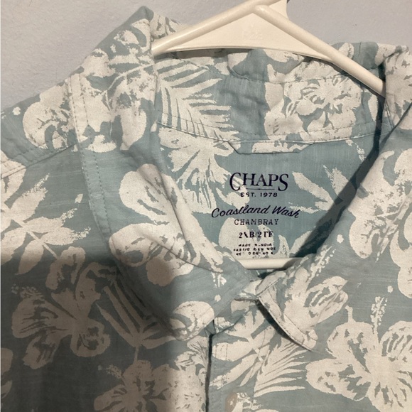 Chaps coastland wash Chambray men’s button down 2XB Shirt 100% Cotton - Picture 2 of 8